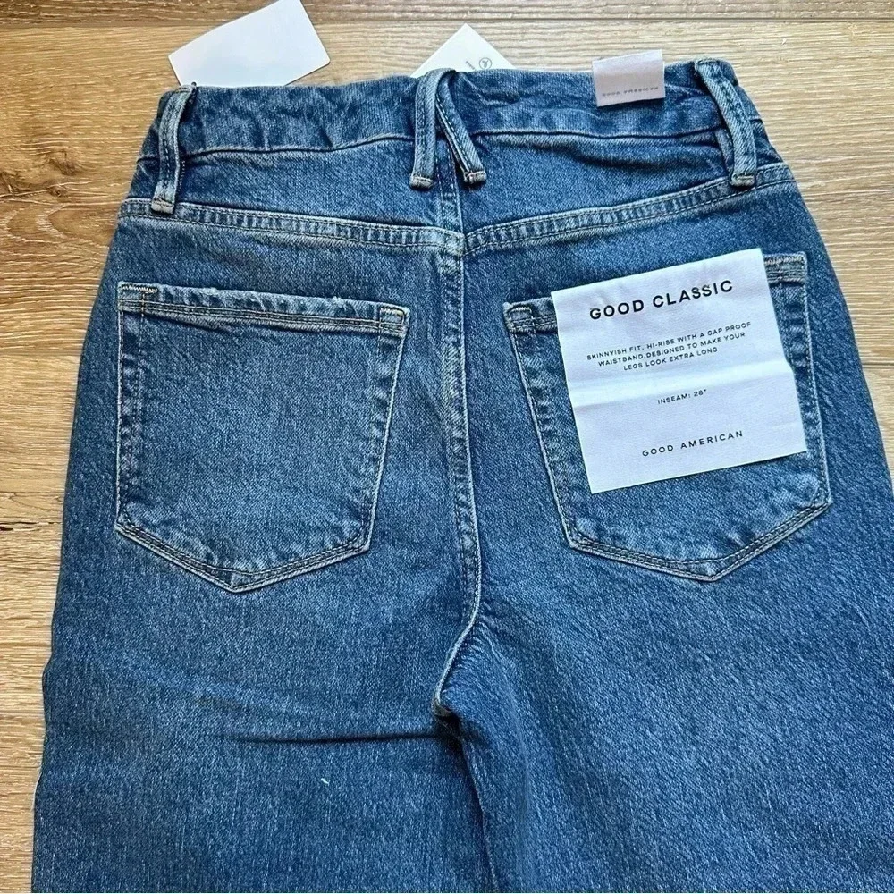 NWT Good American Good Classic High Rise Gap Proof Medium Wash Jeans Size 0/25